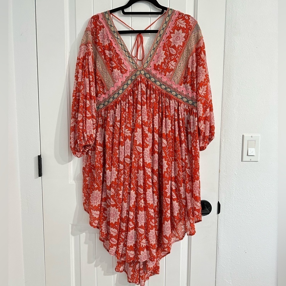 Free People Red Floral Tunic Dress